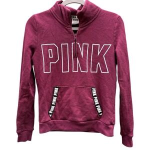 Victoria's Secret PINK Red Pink Purple Size XS Logo Quarter 1/4 Zip Y2K Casual